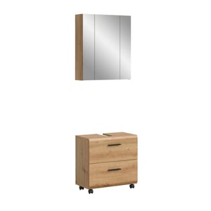 Furnilux Badcombinatie op wielen spiegelkast en wastafelkast artisan oak 60x185 cm