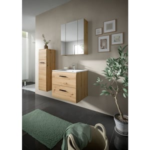 Furnilux Badcombinatie met wastafel en spiegelkast 3-delige set artisan oak look