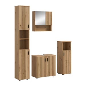 Furnilux Badcombinatie artisan oak 4-delige set met spiegelkast en wastafel -