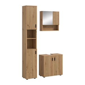 Furnilux Badcombinatie artisan oak 3-delige set met spiegelkast en wastafel 105x192cm