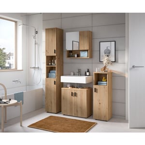 Furnilux Badcombinatie artisan oak 4-delige set met spiegelkast en wastafel -