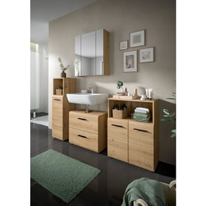 Furnilux Badcombinatie-3-delige set-met-wastafel-en-spiegelkast-artisan-oak