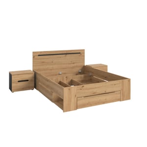 Furnilux Slaapkamer-set basalt 3-delig met bed en nachtkasten stijlvol en