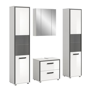 Furnilux Elegante 4-delige badcombinatie met hoge kasten spiegelkast en wastafel -