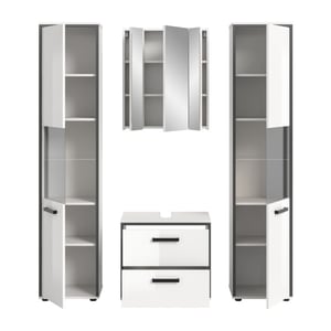 Furnilux Elegante 4-delige badcombinatie met hoge kasten spiegelkast en wastafel -