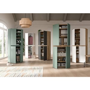 Furnilux Universele kast in trendy smoke met eiken accenten 105x175x37 cm