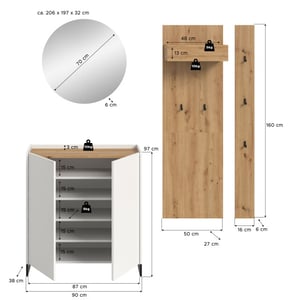 Furnilux Modulaire garderobecombinatie 4-delige set met spiegel en schoenenkast