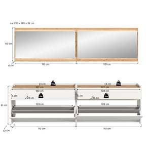 Furnilux Moderne garderobecombinatie met led-verlichting 4-delige set met spiegels en