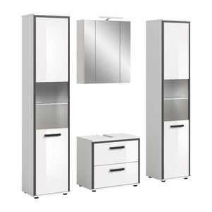 Furnilux Badcombinatie met verlichting 4-delige set met hoge kasten en spiegelkast