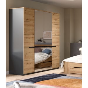Furnilux Moderne 4-deurs kledingkast met spiegels ruime opbergoplossing voor je