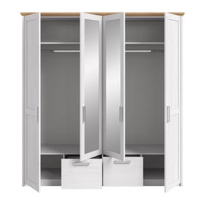 Furnilux 4-deurs kledingkast met spiegel ruime opbergoplossing voor je slaapkamer