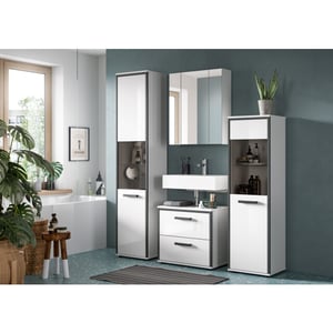 Furnilux Moderne 3-delige badcombinatie spiegelkast en wastafel met kast fsc® hout