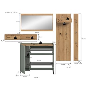 Furnilux Modulaire garderobecombinatie 5-delige set met spiegel en schoeiselkast snel
