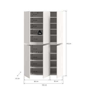 Furnilux Universele opbergkast in 14 planken en kleiderstang 105x175x37 cm
