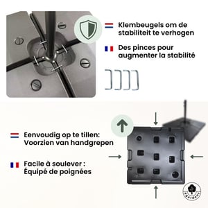 4gardenz ® parasolvoet-tegels vulbaar 120 kg – 4-delige set voor zweefparasols en