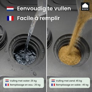 Kopu ® vulbare parasolvoet 40 kg met wielen voor parasols -