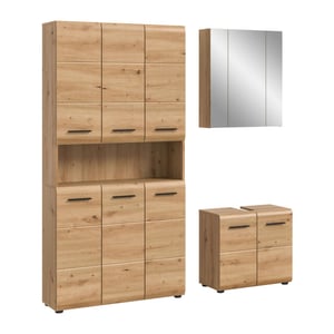 Furnilux Badcombinatie in artisan oak 3-delige set met spiegelkast en wastafel -