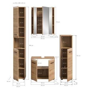 Furnilux Moderne badcombinatie in en eiken 4-delige set met hoge kast en