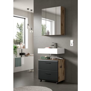 Furnilux Badcombinatie op wielen badkast met spiegelkast 60x185x30 cm