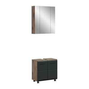 Furnilux Badcombinatie op wielen badkast met spiegelkast 60x185 cm