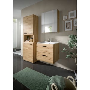 Furnilux Badcombinatie met hoge kast en spiegelkast moderne eikenlook en -