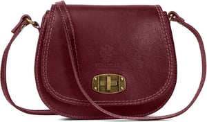 Women's Genuine Italian Leather Cross Body Bag in Burgundy