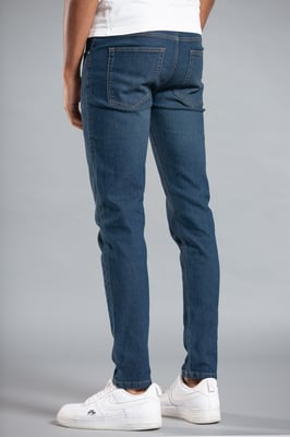Dark Blue Slim Fit Cotton Blend Jeans