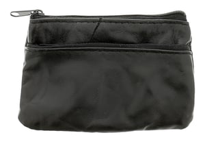 Men Womens Coin Purse Leather Pen 7 Zip Fastening black