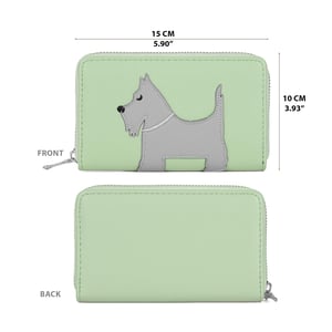Women’s RFID Purse – Scottie Dog Zip Around Wallet In Green