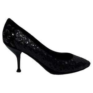 Giuseppe Zanotti Sequined Almond-Toe Pumps in Black Suede