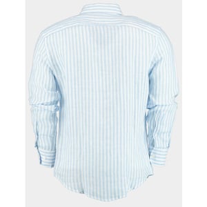 Blue Coast Casual hemd lange mouw 100% linnen, licht streep 118r4/0015 celeste