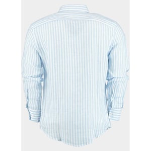 Blue Coast Casual hemd lange mouw 100% linnen, licht streep 118r4/0015 celeste