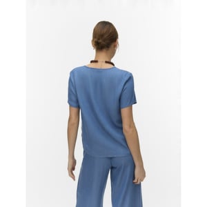 Vero Moda Vmbree ss v-neck tencel top blue denim