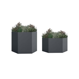 Westmann Varia verhoogde plantenbak set 2 stuks zeshoekig metaal 52 en 77 cm