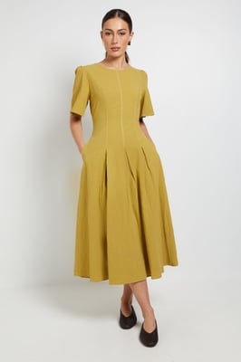 Principles Contrast Stitching Fit & Flare Midi Dress