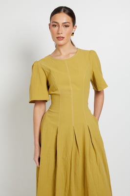 Principles Contrast Stitching Fit & Flare Midi Dress