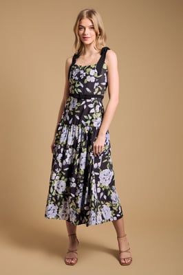 Petite Bow Detail Dropped Waist Midi Dress