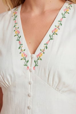 Placement Print Button Down Floral Midi Dress
