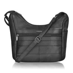 Ladies Genuine Soft Leather Handbag Crossbody Bag in Black