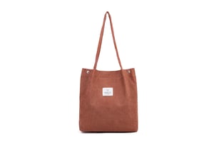 Women’s Corduroy Tote Bag, Water resistant Shoulder Bag in Brown