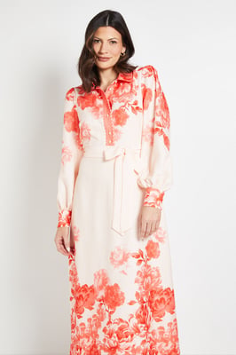 Floral Belted Midi Shirt Dress