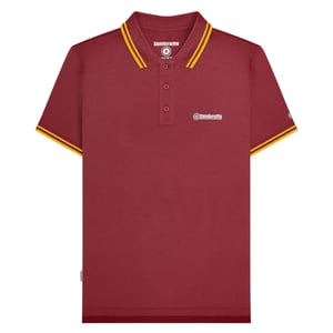 Lambretta Heren SS25 Twin Tip Poloshirt (Bourgogne/Goud)