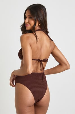 Textured Triangle High Waisted Bikini Set