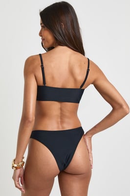 Gold Trim Bandeau Bikini Top And Bikini Bottom