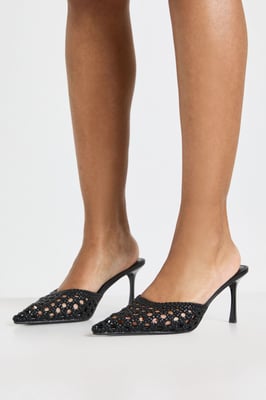 Weave Front Court Heeled Mules