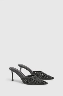 Weave Front Court Heeled Mules