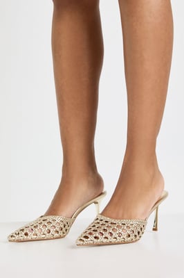 Weave Front Court Heeled Mules