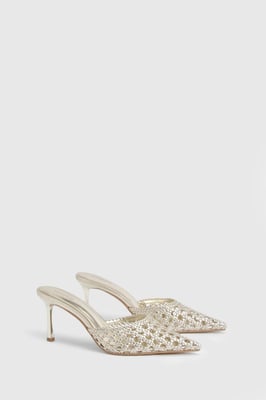 Weave Front Court Heeled Mules