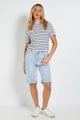 Stretch Denim Turn Up Shorts