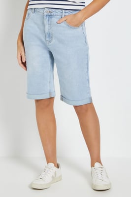 Stretch Denim Turn Up Shorts